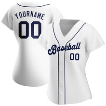 Laden Sie das Bild in den Galerie-Viewer, Custom White Navy Authentic Baseball Jersey