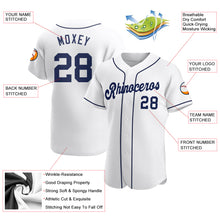 Laden Sie das Bild in den Galerie-Viewer, Custom White Navy Authentic Baseball Jersey