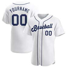 Laden Sie das Bild in den Galerie-Viewer, Custom White Navy Authentic Baseball Jersey