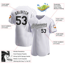 Charger l'image dans la galerie, Custom White Purple Pinstripe Black-Gray Authentic Baseball Jersey