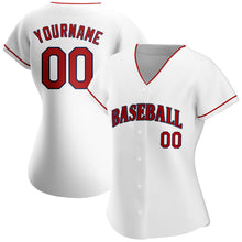 Загрузить изображение в средство просмотра галереи, Custom White Red-Navy Authentic Baseball Jersey