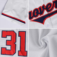 Загрузить изображение в средство просмотра галереи, Custom White Red-Navy Authentic Baseball Jersey