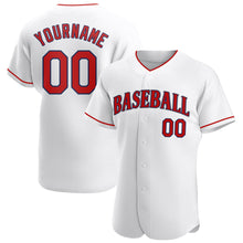 Загрузить изображение в средство просмотра галереи, Custom White Red-Navy Authentic Baseball Jersey