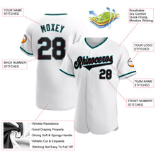 Load image into Gallery viewer, Custom White Black-Aqua Authentic Baseball Jersey