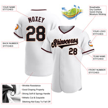 Load image into Gallery viewer, Custom White Black-Crimson Authentic Baseball Jersey