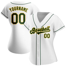 Laden Sie das Bild in den Galerie-Viewer, Custom White Green-Gold Authentic Baseball Jersey