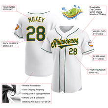 Laden Sie das Bild in den Galerie-Viewer, Custom White Green-Gold Authentic Baseball Jersey