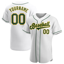 Laden Sie das Bild in den Galerie-Viewer, Custom White Green-Gold Authentic Baseball Jersey