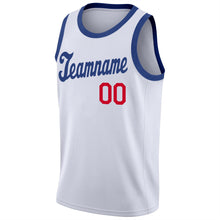 Charger l'image dans la galerie, Custom White Royal-Red Round Neck Rib-Knit Basketball Jersey