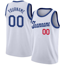 Charger l'image dans la galerie, Custom White Royal-Red Round Neck Rib-Knit Basketball Jersey