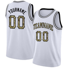 Load image into Gallery viewer, Custom White Camo-Black Round Neck Rib-Knit Basketball Jersey
