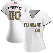 Загрузить изображение в средство просмотра галереи, Custom White Camo-Black Authentic American Flag Fashion Baseball Jersey
