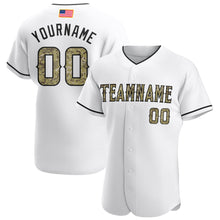 Загрузить изображение в средство просмотра галереи, Custom White Camo-Black Authentic American Flag Fashion Baseball Jersey