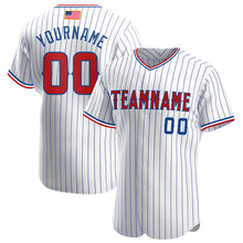 Load image into Gallery viewer, Custom White Royal Pinstripe Red-Royal Authentic American Flag Fashion Baseball Jersey
