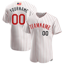 Load image into Gallery viewer, Custom White Red Pinstripe Red-Black Authentic American Flag Fashion Baseball Jersey
