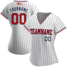 Charger l'image dans la galerie, Custom White Navy Pinstripe Red-Navy Authentic American Flag Fashion Baseball Jersey