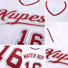 Laden Sie das Bild in den Galerie-Viewer, Custom White Crimson-Gray Authentic Baseball Jersey