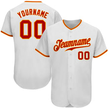 Charger l'image dans la galerie, Custom White Red-Gold Authentic Baseball Jersey