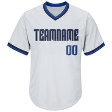Загрузить изображение в средство просмотра галереи, Custom White Blue-Navy Authentic Throwback Rib-Knit Baseball Jersey Shirt