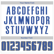 Laden Sie das Bild in den Galerie-Viewer, Custom White Blue-Black Authentic Throwback Rib-Knit Baseball Jersey Shirt