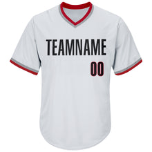 Загрузить изображение в средство просмотра галереи, Custom White Black-Red Authentic Throwback Rib-Knit Baseball Jersey Shirt
