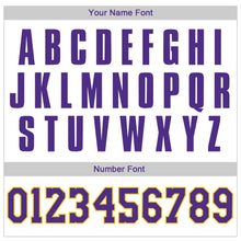 Загрузить изображение в средство просмотра галереи, Custom White Purple-Gold Authentic Throwback Rib-Knit Baseball Jersey Shirt