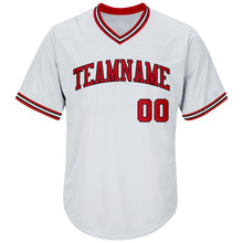 Charger l'image dans la galerie, Custom White Red-Black Authentic Throwback Rib-Knit Baseball Jersey Shirt