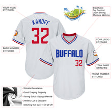 Laden Sie das Bild in den Galerie-Viewer, Custom White Red-Royal Authentic Throwback Rib-Knit Baseball Jersey Shirt