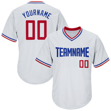 Laden Sie das Bild in den Galerie-Viewer, Custom White Red-Royal Authentic Throwback Rib-Knit Baseball Jersey Shirt