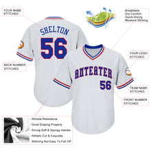 Charger l'image dans la galerie, Custom White Royal-Red Authentic Throwback Rib-Knit Baseball Jersey Shirt