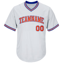 Загрузить изображение в средство просмотра галереи, Custom White Orange-Royal Authentic Throwback Rib-Knit Baseball Jersey Shirt