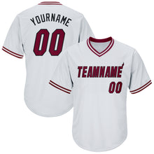 Charger l'image dans la galerie, Custom White Maroon-Black Authentic Throwback Rib-Knit Baseball Jersey Shirt