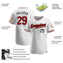 Загрузить изображение в средство просмотра галереи, Custom White Black Pinstripe Red-Black Authentic Baseball Jersey