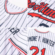 Charger l'image dans la galerie, Custom White Navy Pinstripe Red-Navy Authentic Baseball Jersey