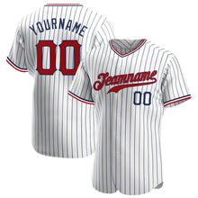 Charger l'image dans la galerie, Custom White Navy Pinstripe Red-Navy Authentic Baseball Jersey