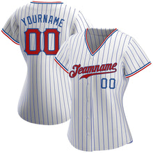 Charger l'image dans la galerie, Custom White Royal Pinstripe Red-Royal Authentic Baseball Jersey
