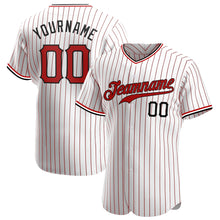 Charger l'image dans la galerie, Custom White Red Pinstripe Red-Black Authentic Baseball Jersey