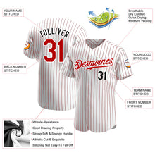 Charger l'image dans la galerie, Custom White Red Pinstripe Red-Black Authentic Baseball Jersey