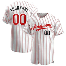 Charger l'image dans la galerie, Custom White Red Pinstripe Red-Black Authentic Baseball Jersey
