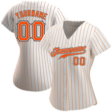 Charger l'image dans la galerie, Custom White Orange Pinstripe Orange-Black Authentic Baseball Jersey