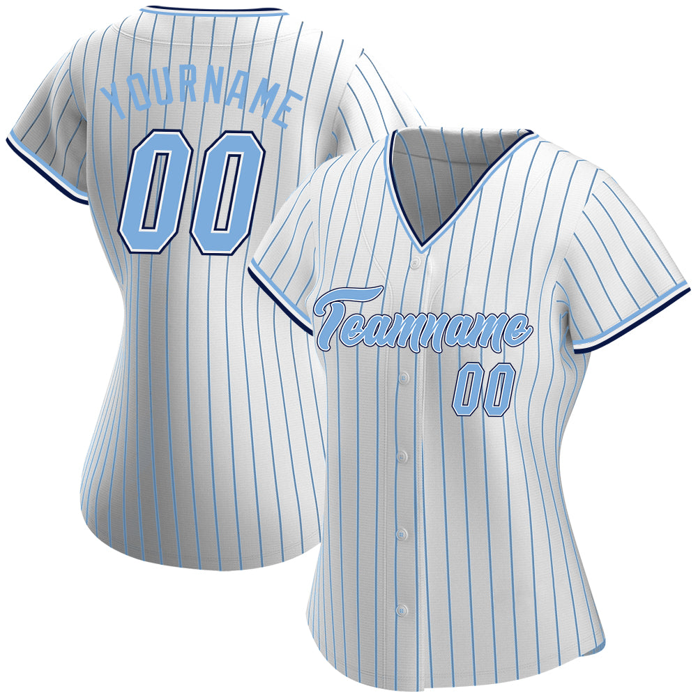 Sale Build Navy Baseball Authentic White Light Blue Strip Jersey Light Blue  – CustomJerseysPro
