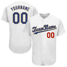 Laden Sie das Bild in den Galerie-Viewer, Custom White Royal-Old Gold Authentic Baseball Jersey