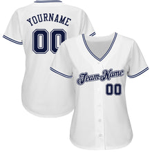 Laden Sie das Bild in den Galerie-Viewer, Custom White Navy Authentic Baseball Jersey
