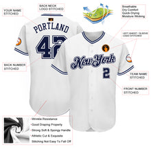 Laden Sie das Bild in den Galerie-Viewer, Custom White Navy Authentic Baseball Jersey