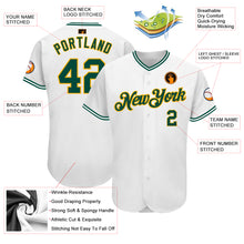 Laden Sie das Bild in den Galerie-Viewer, Custom White Green-Gold Authentic Baseball Jersey