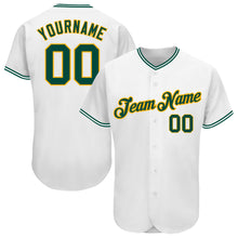 Laden Sie das Bild in den Galerie-Viewer, Custom White Green-Gold Authentic Baseball Jersey