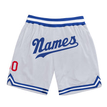 Загрузить изображение в средство просмотра галереи, Custom White Royal-Red Authentic Throwback Basketball Shorts