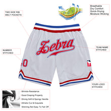 Laden Sie das Bild in den Galerie-Viewer, Custom White Red-Royal Authentic Throwback Basketball Shorts