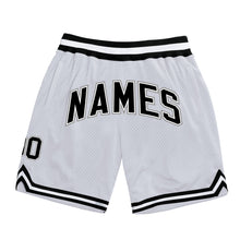 Laden Sie das Bild in den Galerie-Viewer, Custom White Black-Gray Authentic Throwback Basketball Shorts