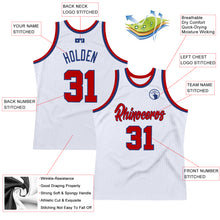 Laden Sie das Bild in den Galerie-Viewer, Custom White Red-Royal Authentic Throwback Basketball Jersey